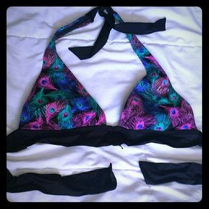 Peacock halter bikini top size L Joe Boxer